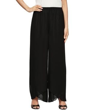 Alex Evenings Wide Leg Chiffon Pants - Black