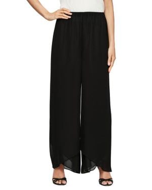 Alex Evenings Wide Leg Chiffon Pants - Black