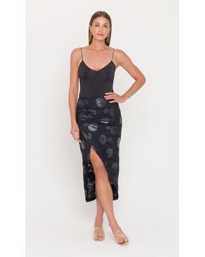 Generation Love Amanda Vegan Leather Guipure Skirt - Blue