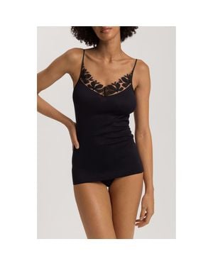 Hanro Kalea Embroidered Trim Cotton Camisole - Black