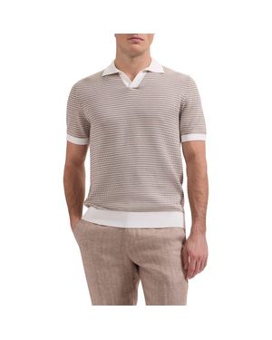 Bugatchi Johnny Collar Stripe Sweater - Gray