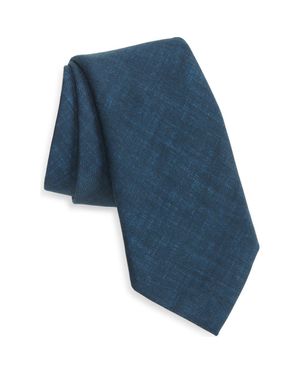 Canali Mélange Brushed Wool Tie - Blue