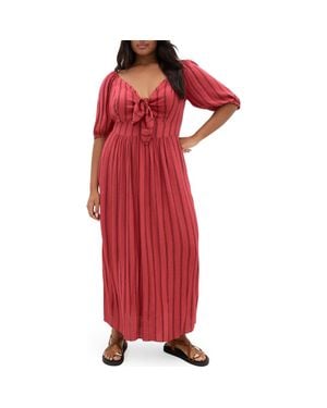 City Chic Bella Tie Front Maxi Dress - Red