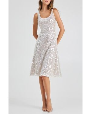 HELSI Isla Sequin Fit & Flare Cocktail Dress - Gray