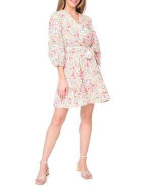 Gibsonlook Harper Floral Poplin Faux Wrap Dress - Multicolor