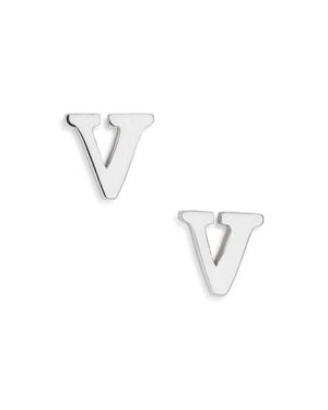 Marlyn Schiff Block Letter Initial Stud Earrings - Blue