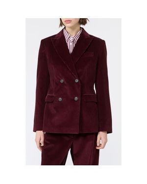 Weekend by Maxmara Double Breasted Corduroy Blazer - Red