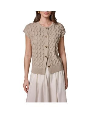 Donna Karan Extended Shoulder Cable Cardigan - Brown