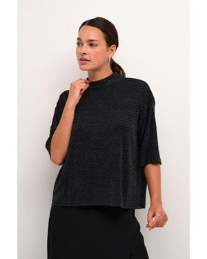 Kaffe Kaellie Mock Neck Half Sleeves T-Shirt - Black