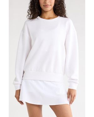 Zella Soft Luxe Boxy Crew Sweatshirt - White