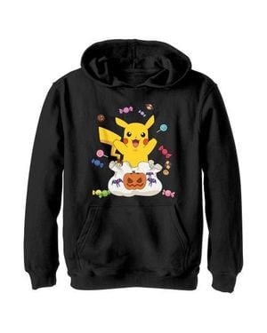 Pokemon Boy's Halloween Pikachu Candy Bag Pull Over Hoodie - Gray