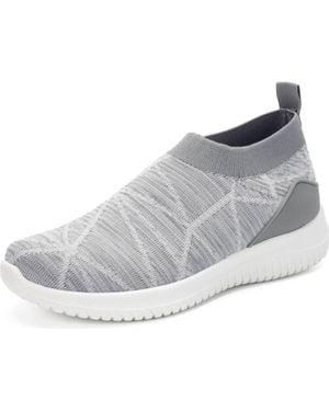 Mio Marino Lightweight Slip-On Knit Sneakers With Breathable Mesh Upper - Metallic