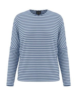 BuHu Striped V-Neck Drop Shoulder Long Sleeve Knit Top - Blue