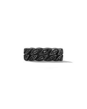David Yurman Diamond Curb Chain Ring - Black