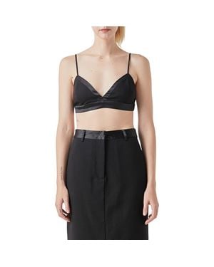 Grey Lab Satin Trim Bra Top - Black