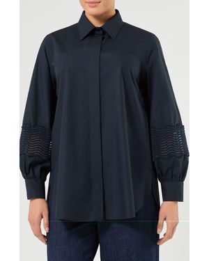Marina Rinaldi Soutache Detail Cotton Jacket - Blue