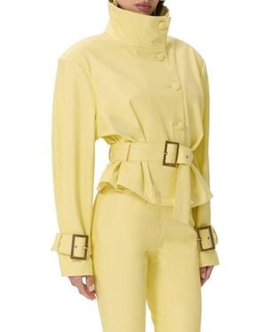 AFRM Scarlette Belted Faux Leather Jacket - Yellow