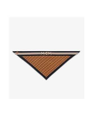 MCM Monogram Print Triangle Silk Scarf - White