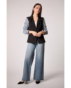 Blue Revival Mixed Media Blazer - Blue