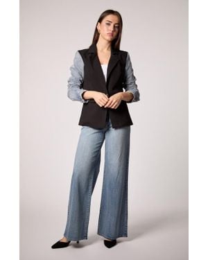 Blue Revival Mixed Media Blazer - Blue
