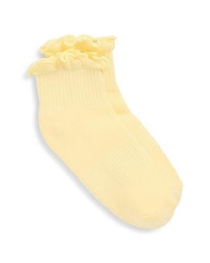 Stems Ruffle Cotton Blend Quarter Socks - Yellow