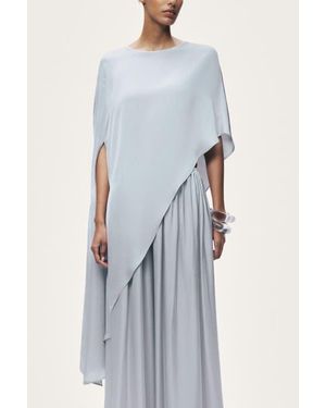 Nocturne Draped Cape Blouse - Blue