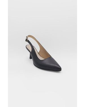Stivali New York Lusso Leather Slingback Kitten Heel - Blue
