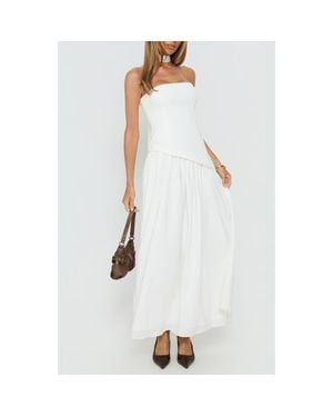 Princess Polly Odela Strapless Drop Waist Scarf Hem Dress - White