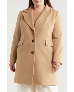 Fleurette Italian Wool Notched-Collar Coat - Natural