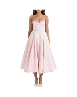 house of cb women's mademoiselle bustier stretch satin midi dress Mademoiselle Bustier Stretch Satin Midi Cocktail Dress (Women)