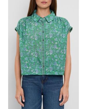 Michael Stars Liliane Print Button-Up Shirt - Green