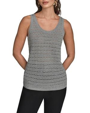 Donna Karan Metallic Sweater Tank - Gray