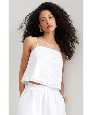 Open Edit Embroidered Poplin Cami - White