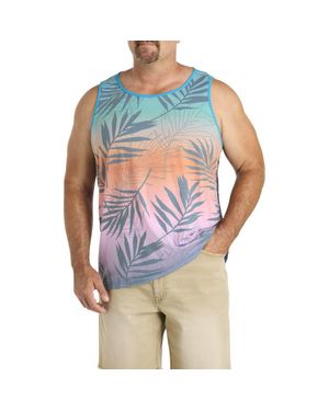 True Nation by DXL Big & Tall Multi Leaf Print Sleeveless T-Shirt - Blue