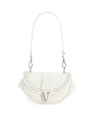 Versace Small Virtus Stud Embellished Leather Shoulder Bag - White