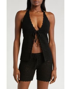 CAPITTANA Nora Knit Cover-Up Top - Black