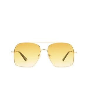 Le Specs Civelle 57Mm Gradient Square Aviator Sunglasses - Yellow