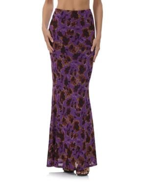 AFRM Tegan Floral Bias Cut Skirt - Purple
