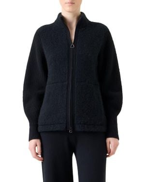 Akris Cashmere Bouclé Sweater Jacket - Blue