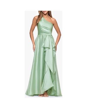 Xscape Evenings One-Shoulder Metallic Organza Gown - Green