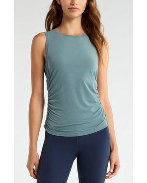 Zella Breathe Ruched Tank - Blue