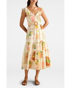 EVER NEW Layne Belted Midi Dress - Metallic