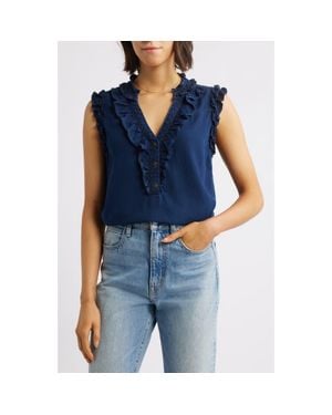 Wit & Wisdom Ruffle Accent Sleeveless Top - Blue