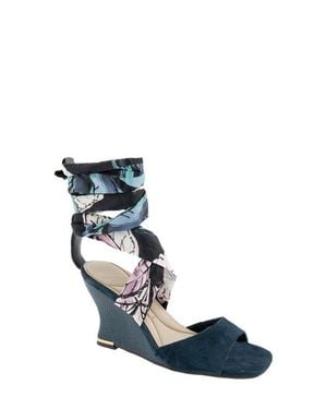 Kenneth Cole Fabia Ankle Wrap Wedge Sandal - Blue
