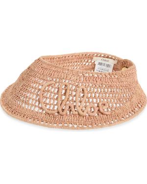 Chloé Summer Banana Crochet Raffia Visor - Pink