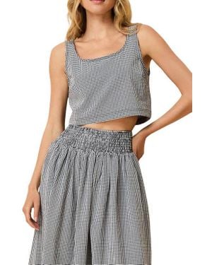 Solid & Striped The Anise Seersucker Crop Tank - Gray