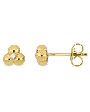 Julianna B Diamond Three Bead Stud Earrings 14K - Metallic