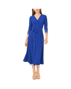 Chaus Embellished Tie Waist Midi Dress - Blue