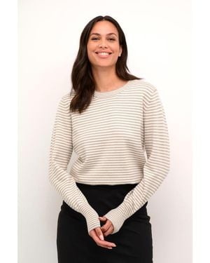 Kaffe Kanala Round Neck Tight Knit Pullover - Natural