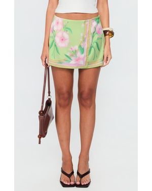 Princess Polly Provoke Floral Wrap Miniskirt - Green